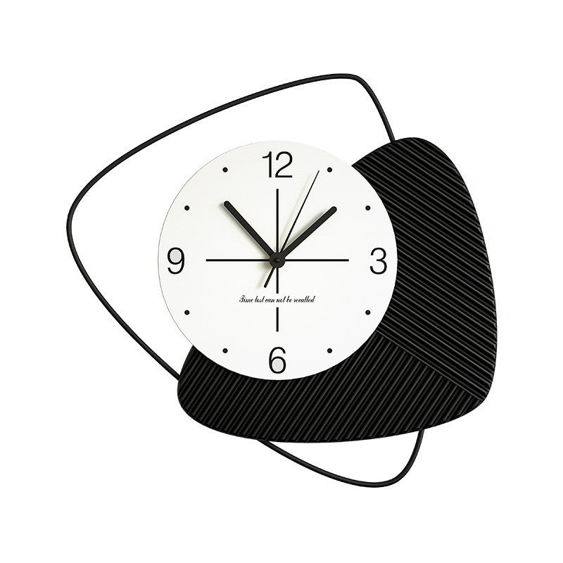 Wall clock with white dial and black ribbed accent on a white background